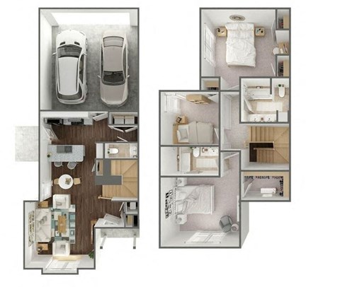 Floor plan for 3 beds, 2.5 baths, 1465 sqft